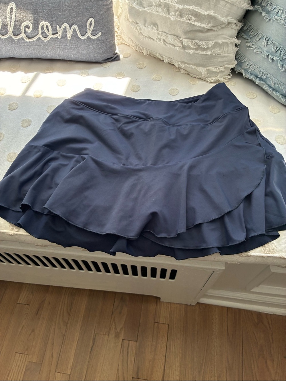 Women's Navy Ruffle Skirt New never worn ( swim skirt/athletic)attached shorts